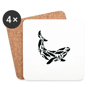 Wal Blauwal Orca Meeresbiologe Silhouette - Untersetzer (4er-Set) - Weiß - Vorne