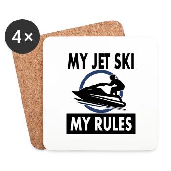Mon Jet Ski Mes Règles Sports Nautiques Idée Cadeau - Dessous de verre (lot de 4) - blanc - Devant