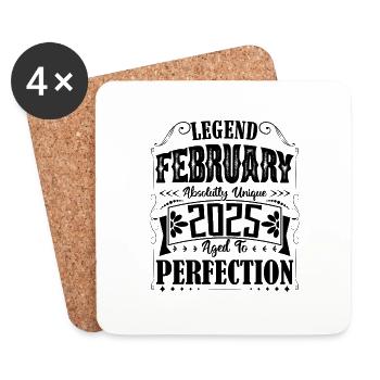 Februar 2025. Geburtstagsgeschenk Februar 2025. - Untersetzer (4er-Set) - Weiß - Vorne