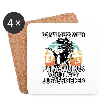 Papa Saurus Father's Day T-Shirt and PapaSaurus - Coasters (set of 4) - white - Front