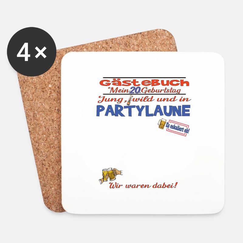 20. Geburtstag Frau & Mann Gästebuch - Untersetzer (4er-Set) - Weiß