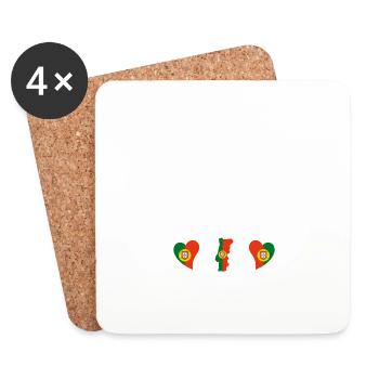 Bébés égaux meilleurs ont un papa Portugais - Dessous de verre (lot de 4) - blanc - Devant