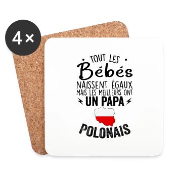 Bébés égaux meilleurs ont un papa Polonais - Dessous de verre (lot de 4) - blanc - Devant