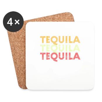 Chemise tequila rétro boisson alcoolisée mexicaine vintage - Dessous de verre (lot de 4) - blanc - Devant