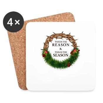 Jésus est Roi et est la raison de la saison - Dessous de verre (lot de 4) - blanc - Devant