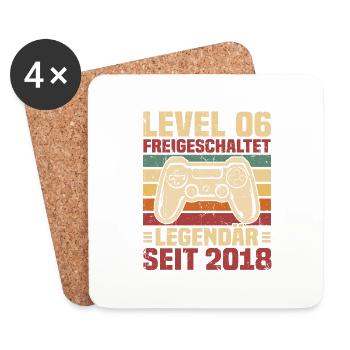 Level 6 freigeschaltet legendär seit 2018 - Untersetzer (4er-Set) - Weiß - Vorne
