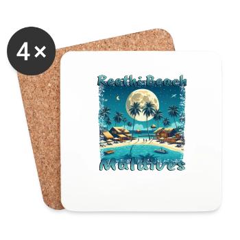 Reethi Beach Malediven Nacht - Untersetzer (4er-Set) - Weiß - Vorne