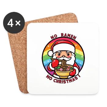 Der Weihnachtsmann isst Ramen, keine Ramen, kein Weihnachten - Untersetzer (4er-Set) - Weiß - Vorne