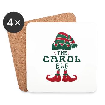 Carol Elf Personalisierter Name Weihnachtsfamilie - Untersetzer (4er-Set) - Weiß - Vorne