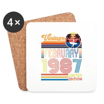 Anniversaire Février 1987. Cadeau Fevrier 1987. - Dessous de verre (lot de 4) - blanc - Devant