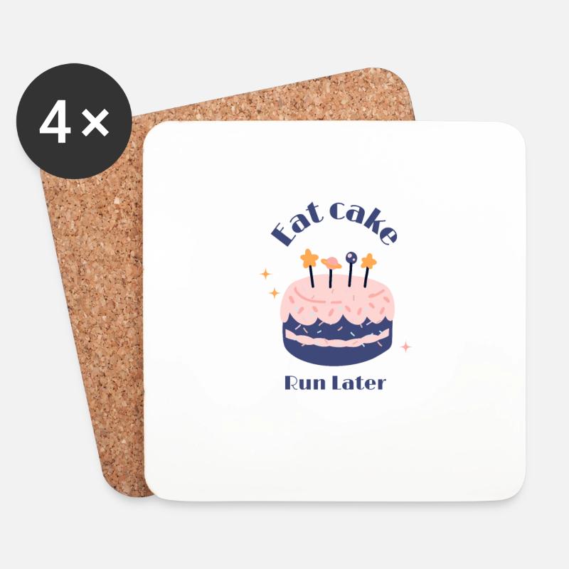Kuchenlauf später essen - Untersetzer (4er-Set) - Weiß