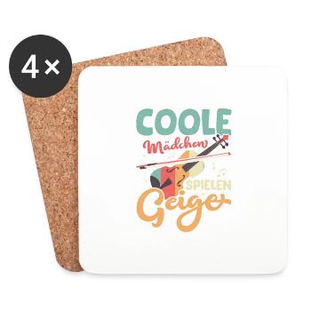 Cool Girls Playing Violin Classical Violin - Coasters (set of 4) - white - Front