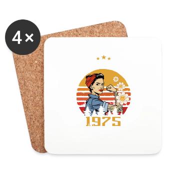 Décembre 1975 Cadeau d’anniversaire Décembre 1975 - Dessous de verre (lot de 4) - blanc - Devant
