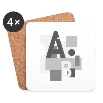 Abstraktes Bild mit Buchstaben A und B - Untersetzer (4er-Set) - Weiß - Vorne