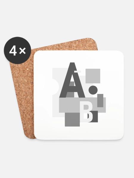 Abstract image with letters A and B - Coasters (set of 4) - white