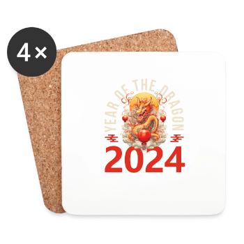 Year Of The Dragon Happy Chinese New Year 2024 - Untersetzer (4er-Set) - Weiß - Vorne