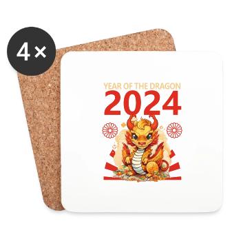 Year Of The Dragon Happy Chinese New Year 2024 - Coasters (set of 4) - white - Front