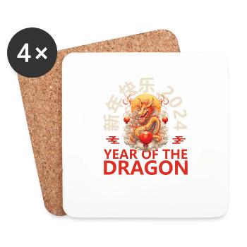 Year Of The Dragon Happy Chinese New Year 2024 - Coasters (set of 4) - white - Front
