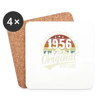 68 ans Vintage Anniversaire 1956 - Dessous de verre (lot de 4) - blanc - Devant