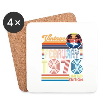 Anniversaire Février 1976. Cadeau Fevrier 1976. - Dessous de verre (lot de 4) - blanc - Devant
