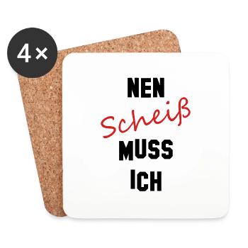 nen scheiß muss ich black red - Untersetzer (4er-Set) - Weiß - Vorne