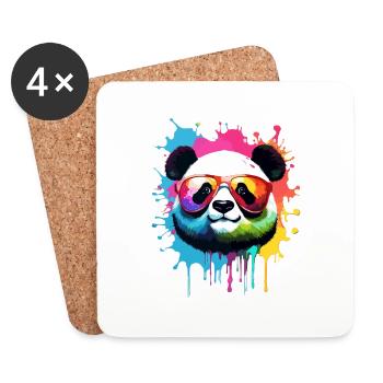 Panda / Animal / Zoo / Bamboo / Wild / Childlike - Coasters (set of 4) - white - Front