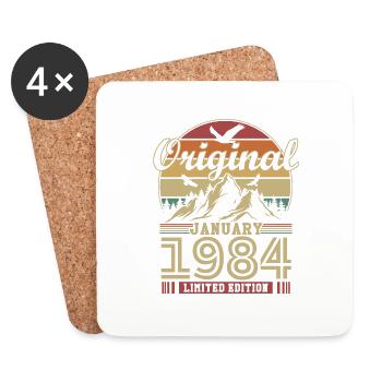 Original janvier 1984 vintage anniversaire 1984 - Dessous de verre (lot de 4) - blanc - Devant