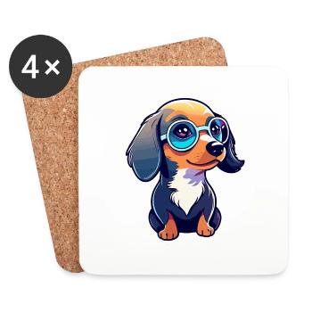 Dackel Hund Illustration - Untersetzer (4er-Set) - Weiß - Vorne