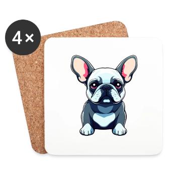 Französische Bulldogge Hund Illustration - Untersetzer (4er-Set) - Weiß - Vorne