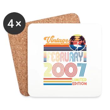 Anniversary February 2007. Gift February 2007. - Coasters (set of 4) - white - Front