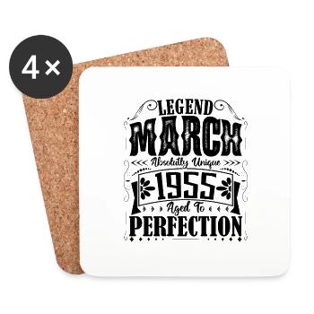 Mars 1955. Cadeau d'Anniversaire mars 1955. March. - Dessous de verre (lot de 4) - blanc - Devant