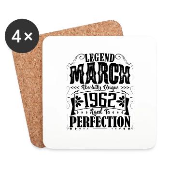 März 1962. März 1962 Geburtstagsgeschenk. März. - Untersetzer (4er-Set) - Weiß - Vorne