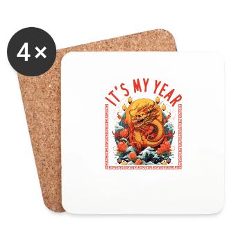 Year Of The Dragon Happy Chinese New Year 2024 - Coasters (set of 4) - white - Front