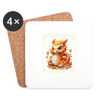 Year Of The Dragon Happy Chinese New Year 2024 - Coasters (set of 4) - white - Front