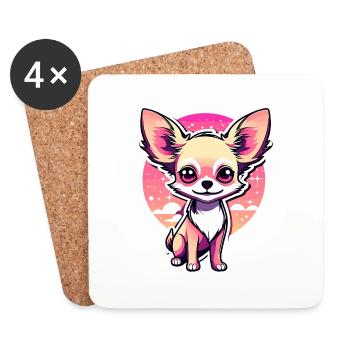 Chihuahua Hund Zeichnung - Untersetzer (4er-Set) - Weiß - Vorne