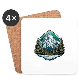 Montagnes Symbole Paysage Armoiries - Dessous de verre (lot de 4) - blanc - Devant