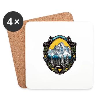 Berge Alpen - Untersetzer (4er-Set) - Weiß - Vorne