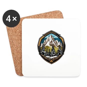 Montagnes Alpes Symbole Armoiries - Dessous de verre (lot de 4) - blanc - Devant