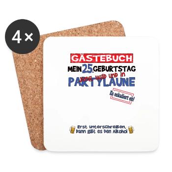 25. Geburtstag Frau & Mann Gästebuch - Untersetzer (4er-Set) - Weiß - Vorne