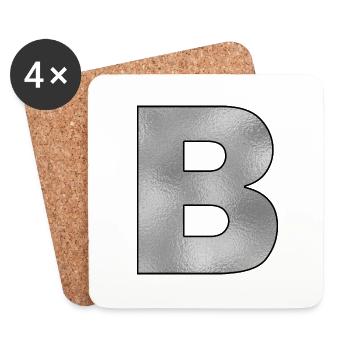 Buchstabe B Silber - Untersetzer (4er-Set) - Weiß - Vorne
