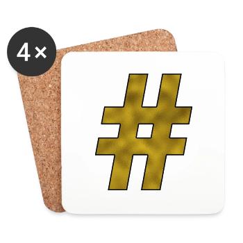 Hashtag Or - Dessous de verre (lot de 4) - blanc - Devant