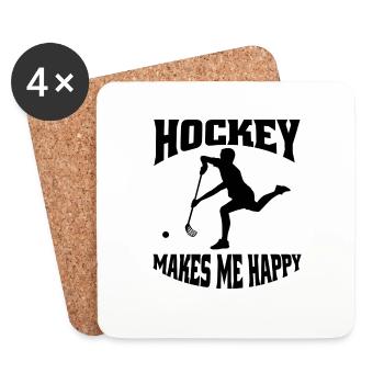Hockey Feldhockey Geschenk Unihockey Hockeyspieler - Untersetzer (4er-Set) - Weiß - Vorne