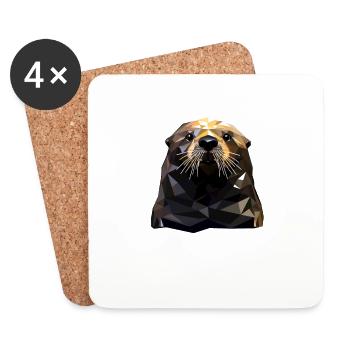 Geometric Style Sea Otter - Untersetzer (4er-Set) - Weiß - Vorne