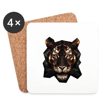 Animation géométrique de tigre - Dessous de verre (lot de 4) - blanc - Devant