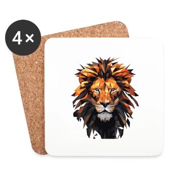 Geometric Lion Animation - Coasters (set of 4) - white - Front