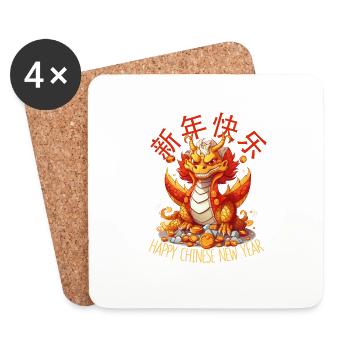 Year Of The Dragon Happy Chinese New Year 2024 - Coasters (set of 4) - white - Front