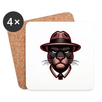 Panther mit Hut - Untersetzer (4er-Set) - Weiß - Vorne