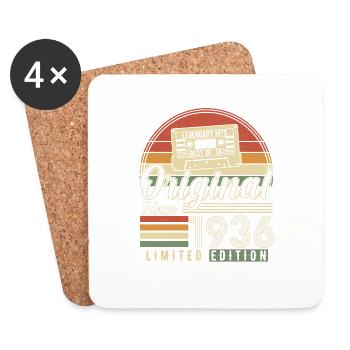 88. Geburtstag Vintage Retro 1936 - Untersetzer (4er-Set) - Weiß - Vorne