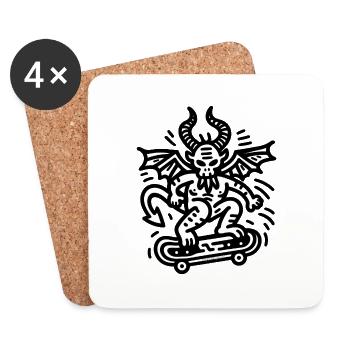 Teufel Skateboard Doodle - Untersetzer (4er-Set) - Weiß - Vorne