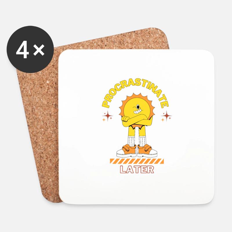 Procrastinate Later - Coasters (set of 4) - white